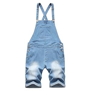 denim coveralls for men overalls shorts jean stretchy jumpsuit casual loose fit walkshort rompers