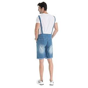 denim coveralls for men overalls shorts jean stretchy jumpsuit casual loose fit walkshort rompers 