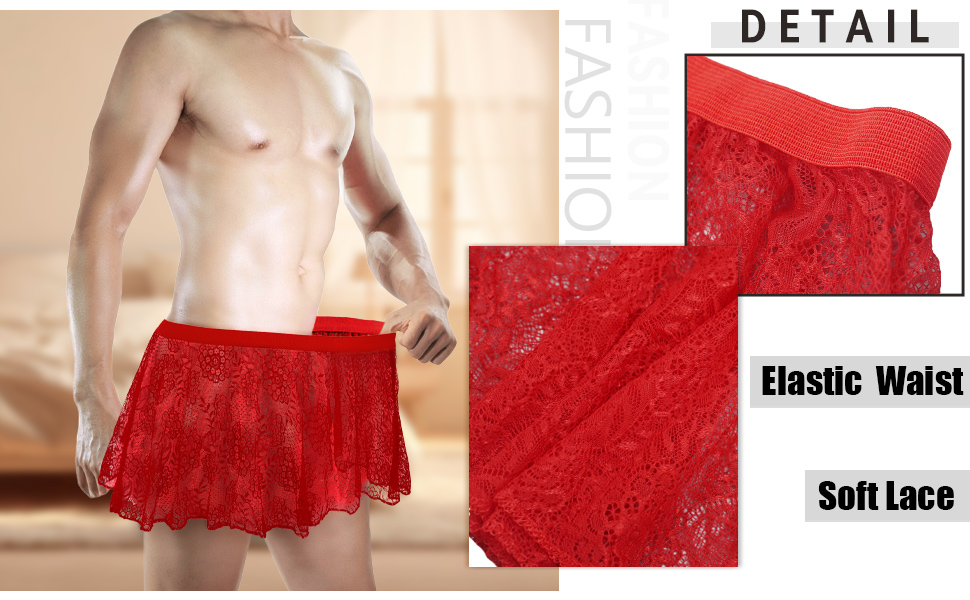   Sissy Skirt for Men Floral Lace Crossdressing Skirt