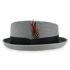 grey pork pie fedora hat