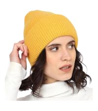 Jh yellow beanie Rabbit Fur Blend Beanies for Men and Womens Winter Warm Chunky Cable Knit Beanies