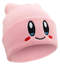 cute pink beanie for women and adults unisex Knit Beanie Hat with Smile Face embroidered beanie kids