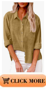 B0D86V5FQL Womens Button Down Shirt Cotton Linen Long Sleeve Shirts Casual Loose