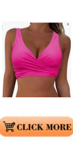 B0CY3ZQ33S Bikini Tops for Women Push Up Padded Twist Front Wrap V Neck Padded Swimsuit