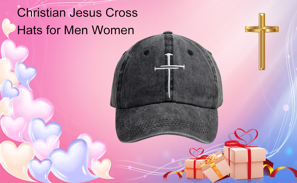 Jesus Hats for Men Women, Adjustable Embroidered Wash Cotton Christian Baseball Cap