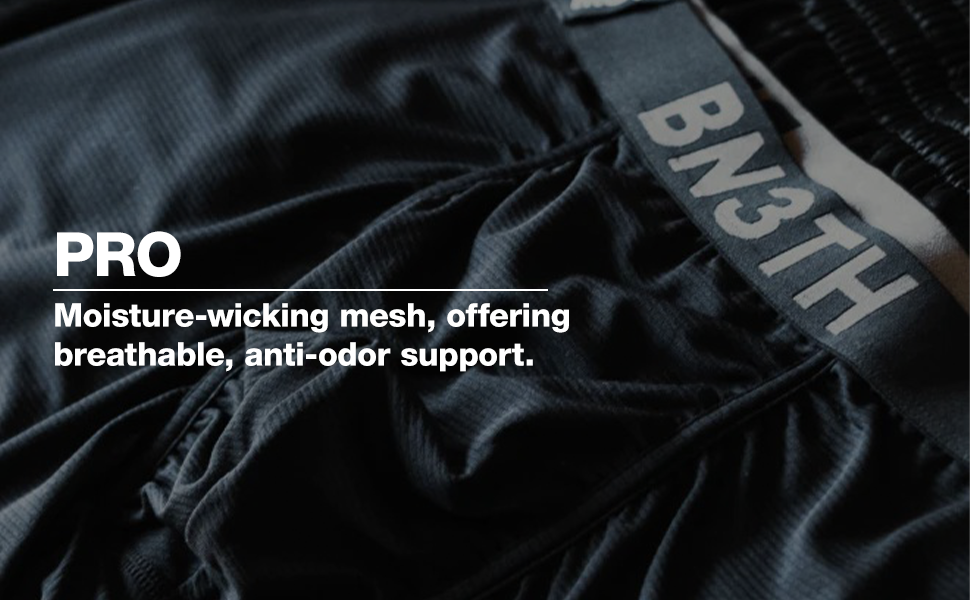 PRO Moisture-wicking mesh, offering breathable, anti-odor support.