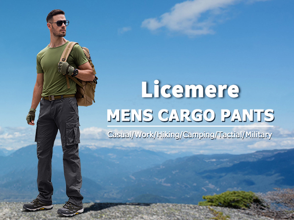 Licemere mens cargo pants casual work hiking camping tactical military