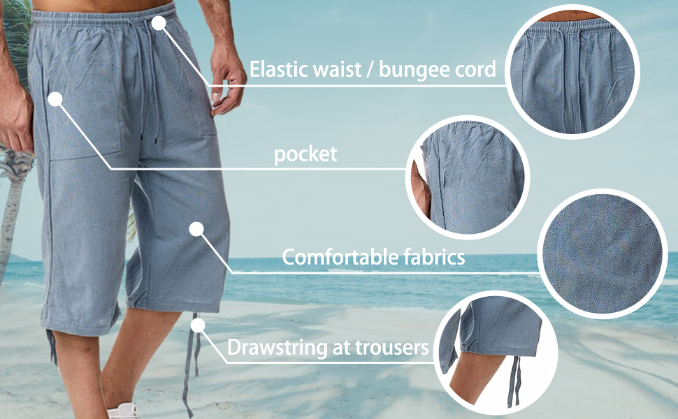 Linen beach capri shorts