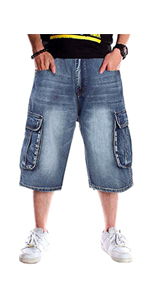 denim cargo shorts