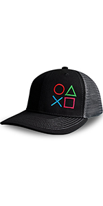 Gamer Trucker Hat for Men Women Black Grey