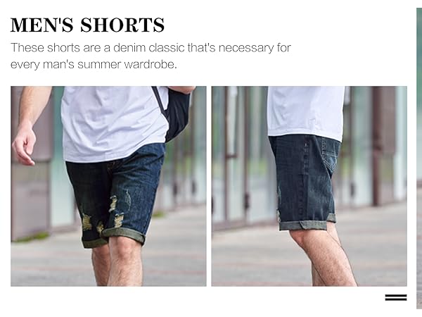 mens ripped jean shorts