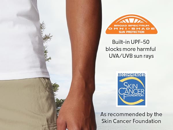 UV blocking shorts with UPF 50 sun protection, Omni Shade Broad Spectrum