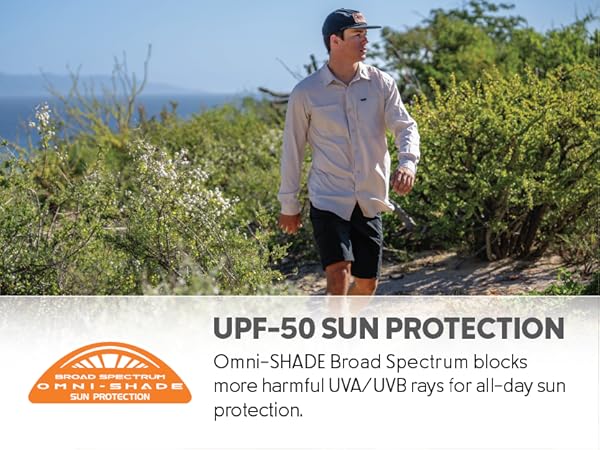 UPF-50 Sun protection, UVA and UVB blocking shorts for men, Omni-Shade Broad Spectrum