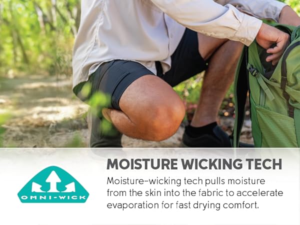 Moisture wicking shorts for men, quick drying, Omni-Wick