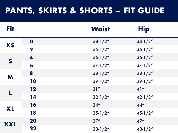 Pants, Skirt, and Shorts Fit Guide