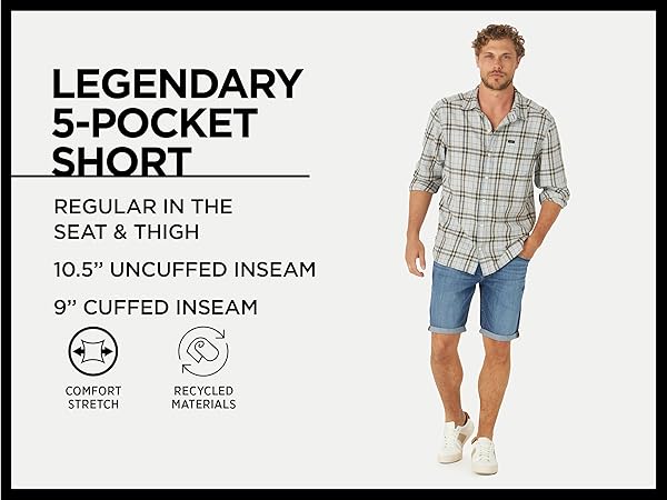 Lee Men''s Legendary Regular Fit 5-Pocket Jean Short