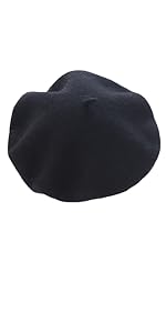 Black Wool Blend French Beret Hat