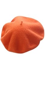 Orange Wool Blend French Beret Hat