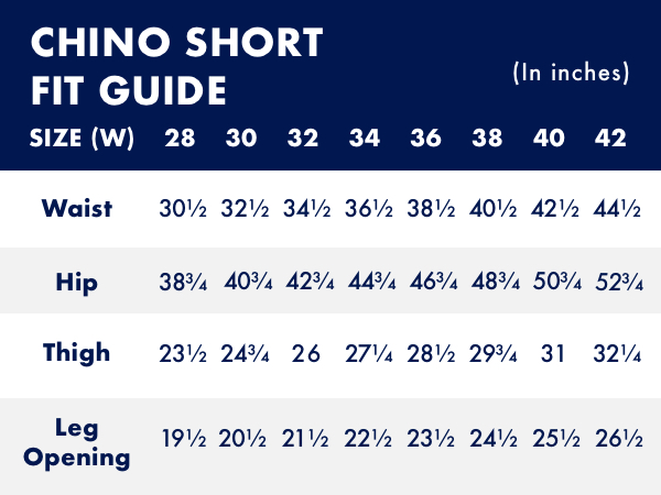 Chino short fit guide