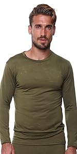 Mens thermal underwear fleece lined base layer top long johns lightweight tshirt shirt