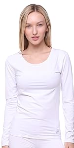 womens thermal top underwear shirt fleece ladies base layer long johns fleece lined