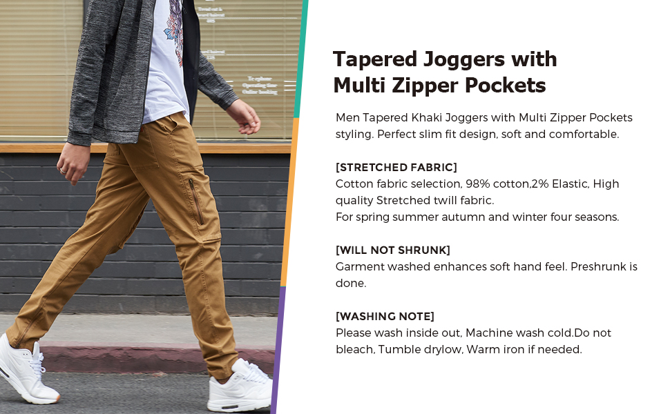 Men Joggers with Zipper Pockets