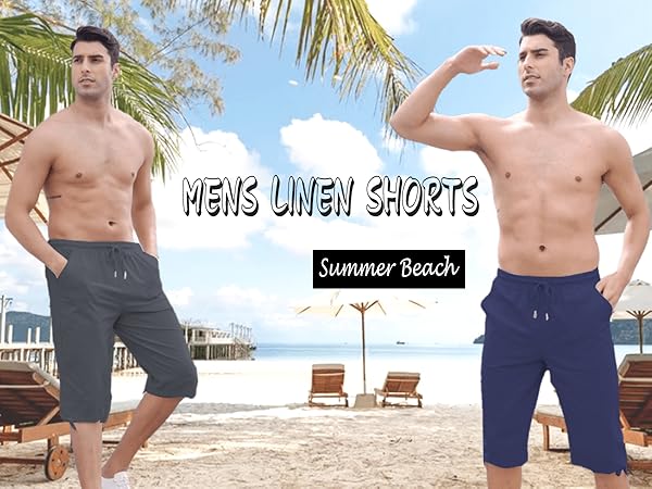 men linen shorts