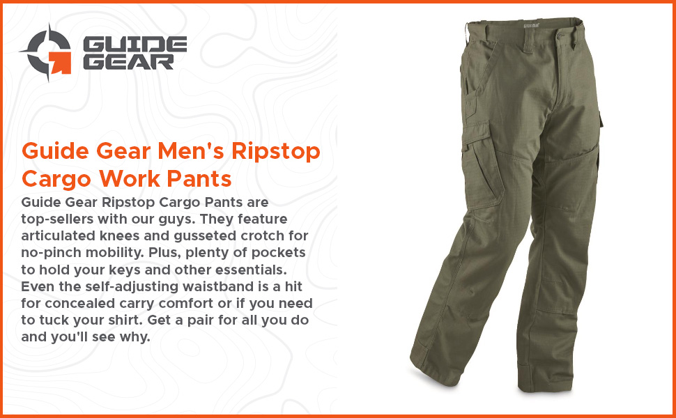 Guide Gear Ripstop Work Cargo Pants for Men in Cotton, Big and Tall Tactical Pants