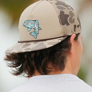 Retro Camo Trout Snapback Rope Cap