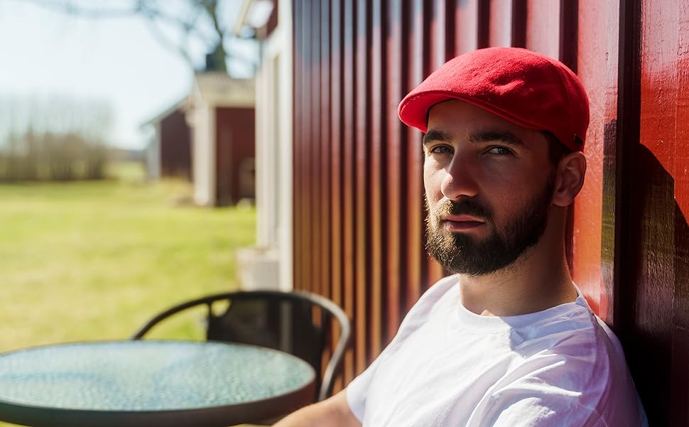 Red summer linen flat cap IVY FIVE by Sterkowski