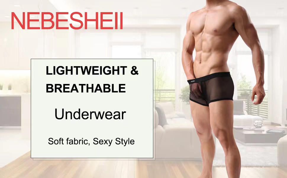 mens sexy underwear boxers briefs exotic breathable sheer outfit