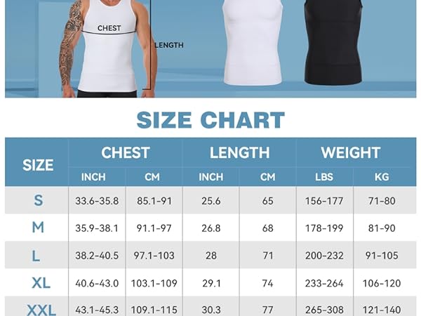 YOWODA SIZE CHART-COMPRESSION TANK TOP