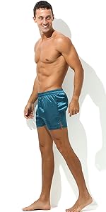 Men Slit Satin Shorts