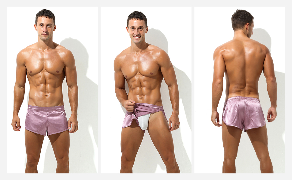 men satin sport short