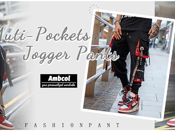 Mens Joggers Punk Cargo Baggy Techwear Hip Hop Harem Streetwear Tactical Track Pants