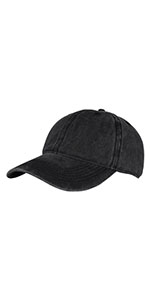 XL, XXL Washed Denim Baseball Cap-Black