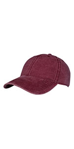 XL, XXL Washed Denim Baseball Cap-Wine