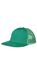 5P-Mesh Back Trucker Flat Brim Hat-Kelly Green