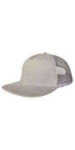 5P-Mesh Back Trucker Flat Brim Hat-Grey