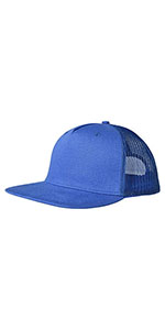 5P-Mesh Back Trucker Flat Brim Hat-RoyalBlue