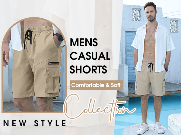 Men''s Cargo Shorts Casual Drawstring Elastic Waist Outdoor Lightweight Workout Hiking Short 