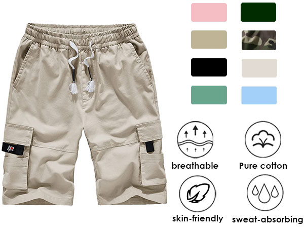 Mens Big camp Tall 12 Side Elastic Stacked Cargo Pocket Shorts Cargo Golf Shorts for Men Lightweight