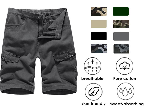 Men Cargo Shorts Lightweight Hiking active soft Shorts Loose Multi-Pocket Versatile casual