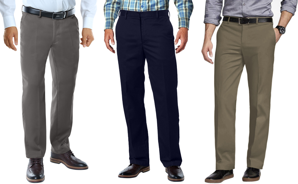 Match Mens Relaxed Fit No-Iron Plain Front Dress Pants 