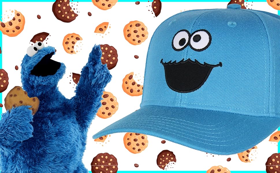 Sesame Street Cookie Monster Mens'' Snapback Hat Adult Precurve Adjustable Cap