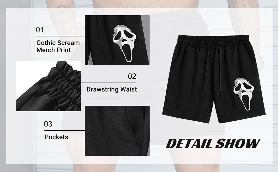 scream merch scream ghostface ghost face scream merch short bandana shorts for men y2k black shorts 