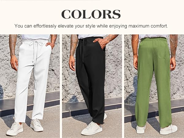 Mens Cropped Pants Casual Drawstring Elastic Waist Loose Fit Cotton Summer Beach Yoga Pants