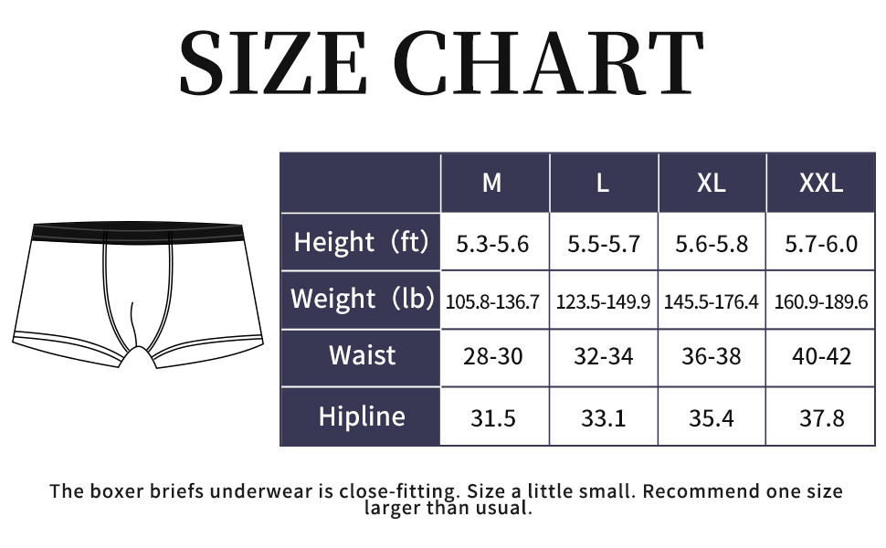 boxer short size chart