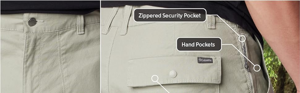 Pants with zippered pockets