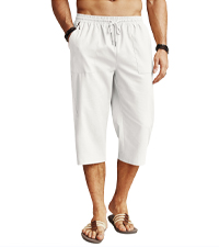 Mens Casual LInen Capri Pants